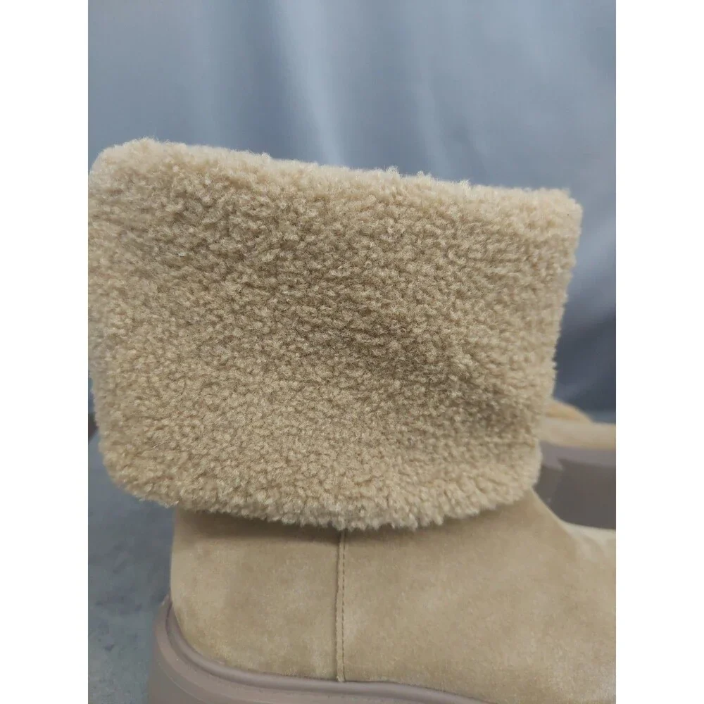 Steve Madden Platform Blizzard Boots Tan Suede With Fleece Cuff Size 7